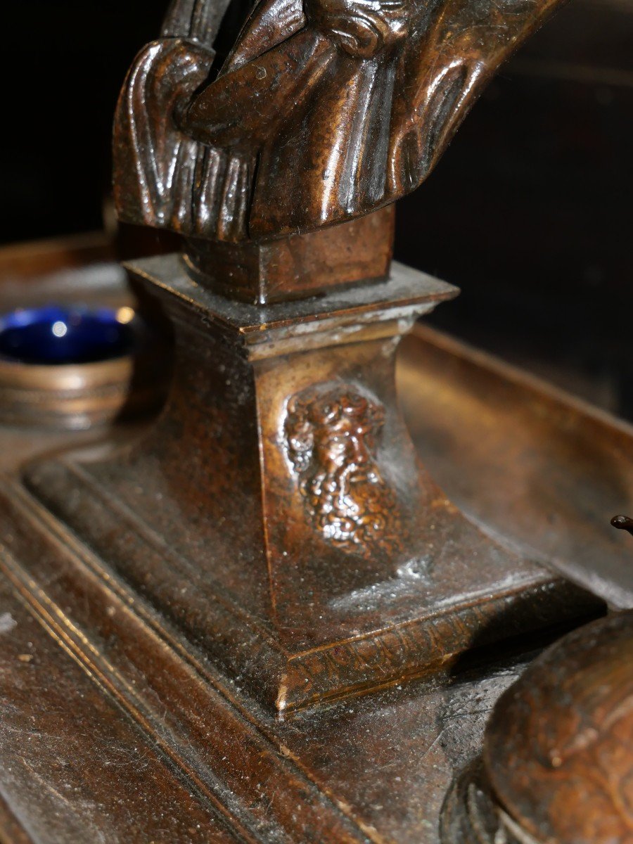 Large Bronze Inkwell By Barbedienne -photo-4