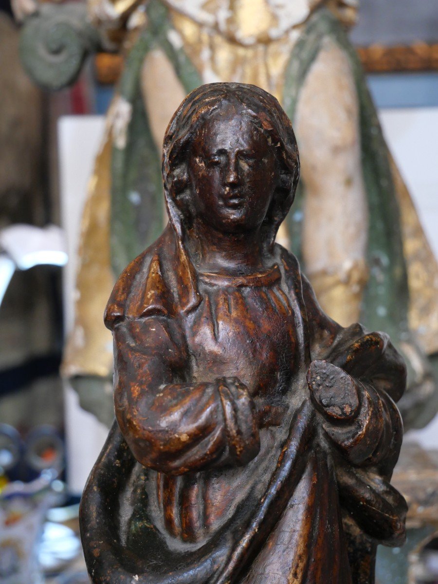 Virgin In Carved Wood, Early 18th Century-photo-3