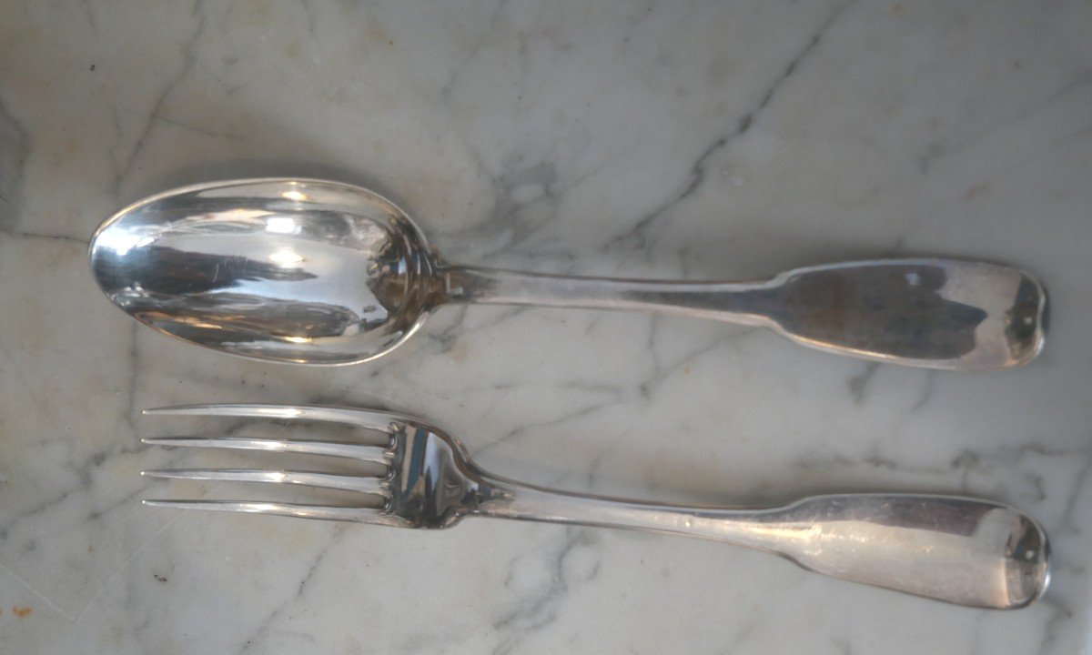 Pair Of 18th Century Silver Cutlery -photo-2