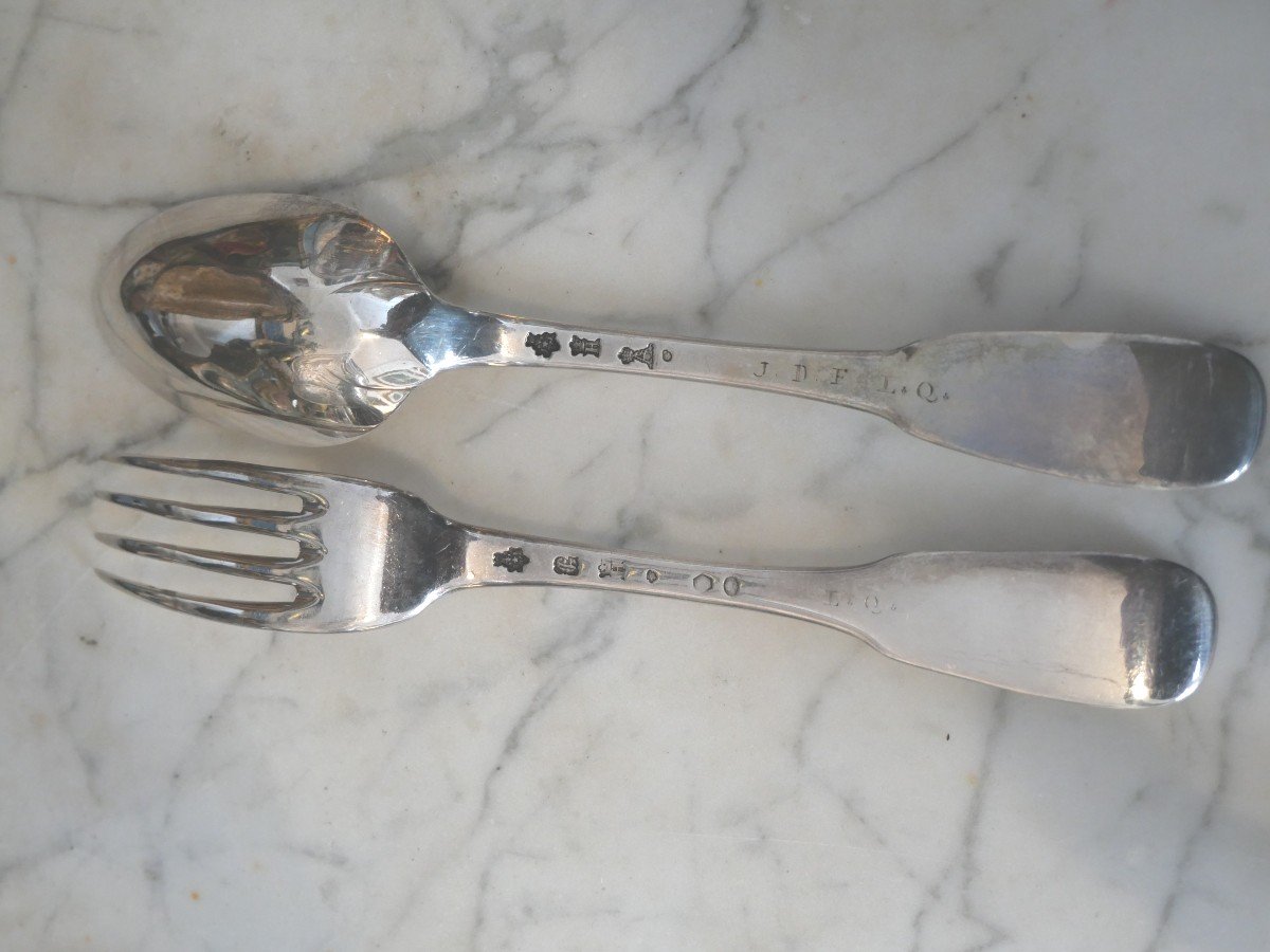 Pair Of 18th Century Silver Cutlery 