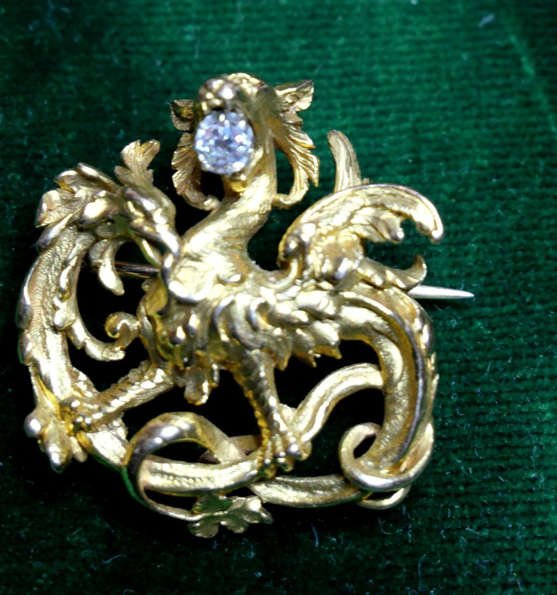 19th Century Gold Chimera Brooch-photo-2