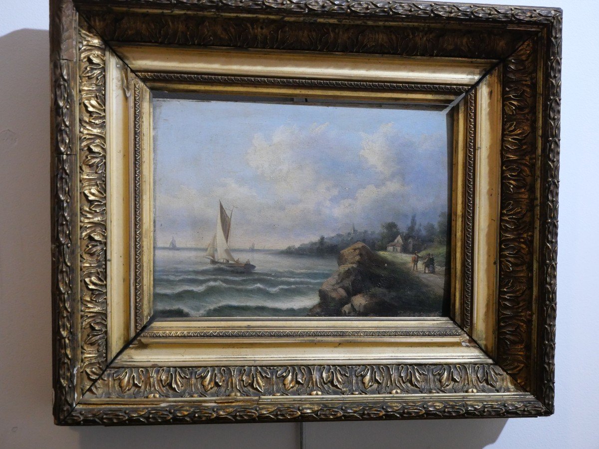 Pair Of Oil On Panel 19th Century -photo-2