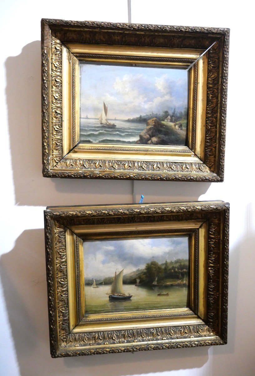 Pair Of Oil On Panel 19th Century 