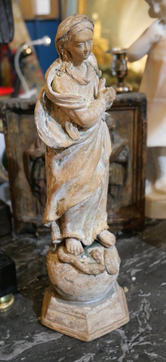 18th Century Terracotta Virgin-photo-2