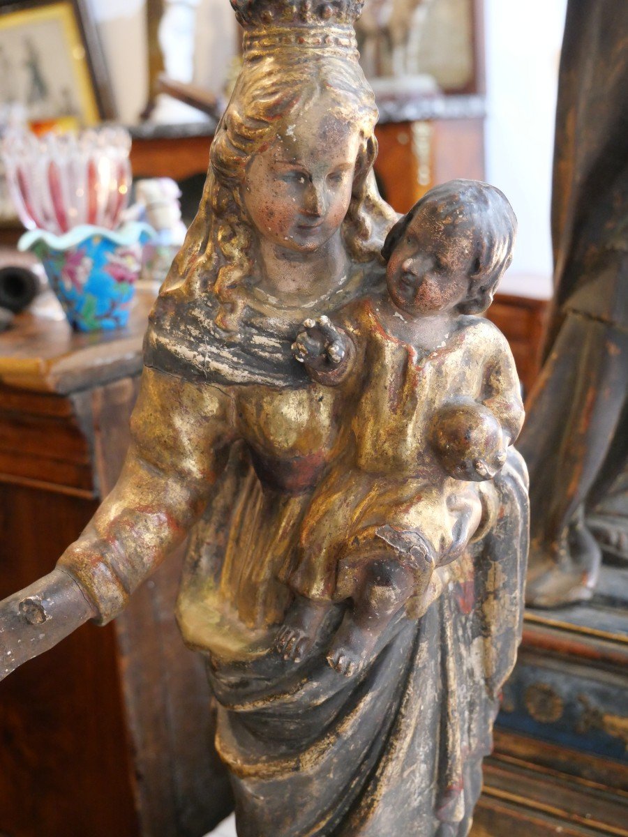 Virgin And Child In Carton Boilli 18th Century-photo-2