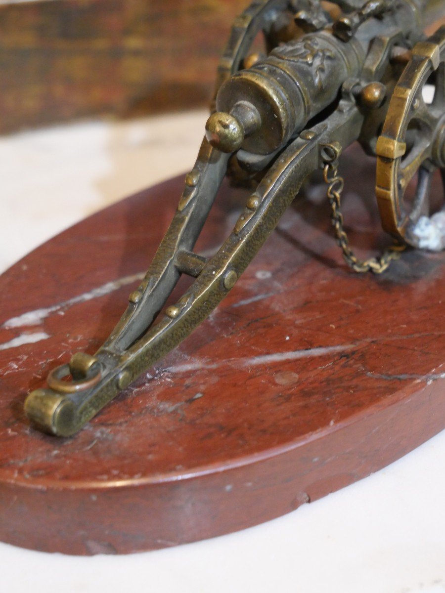 Small Patinated Bronze Cannon-photo-3