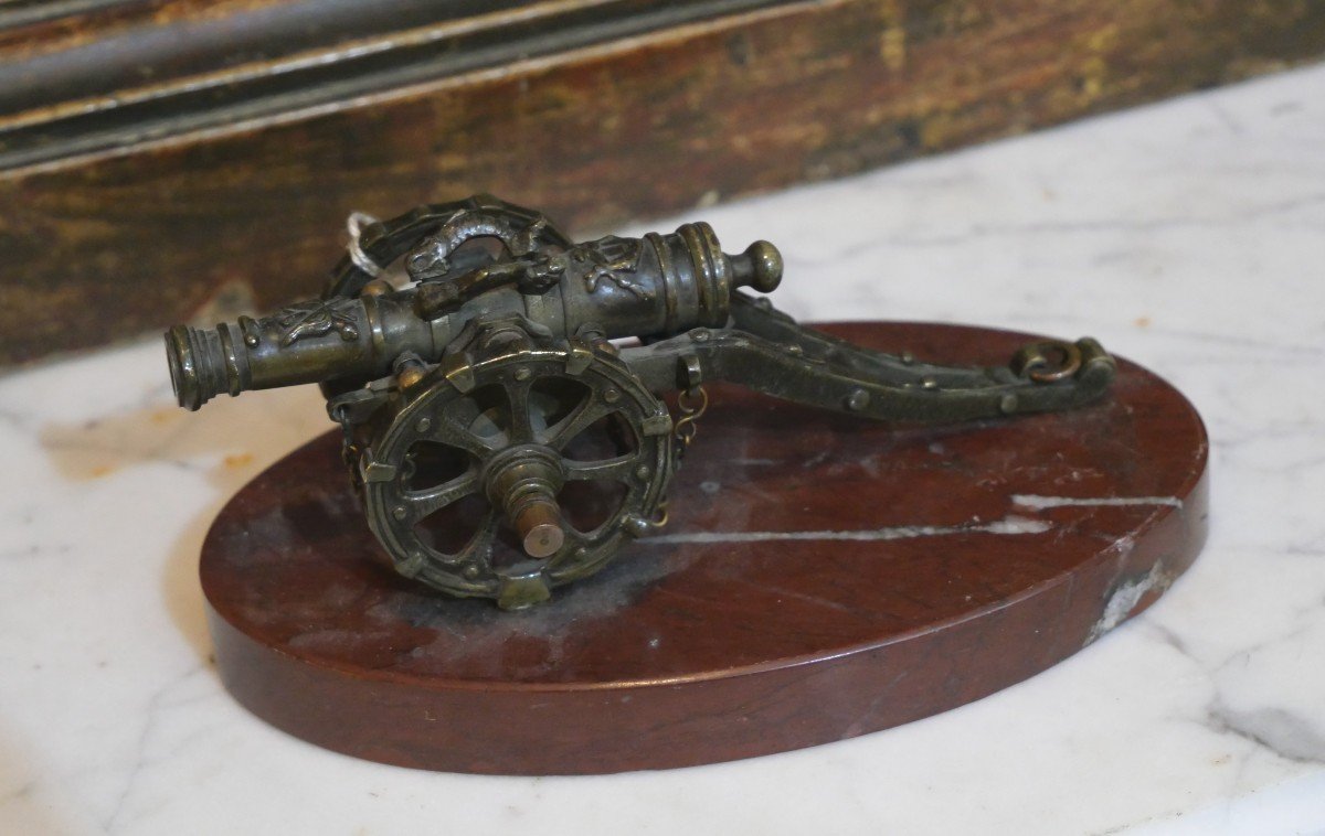 Small Patinated Bronze Cannon