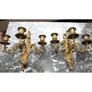 Pair Of Louis XV Bronze Sconces