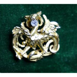 Broche Chimère En Or 19e