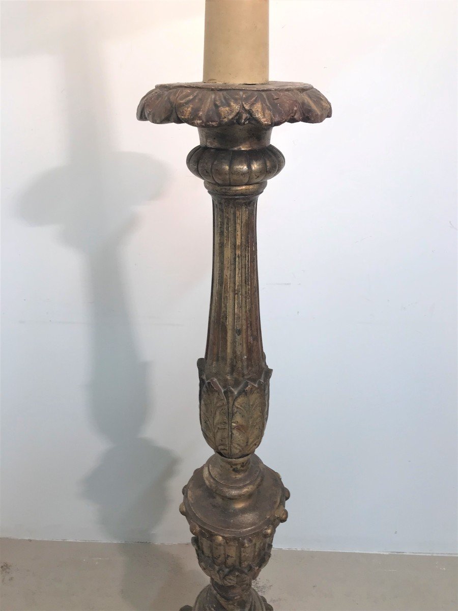 Floor Lamp In Gilded Wood, Late 19th Century-photo-3