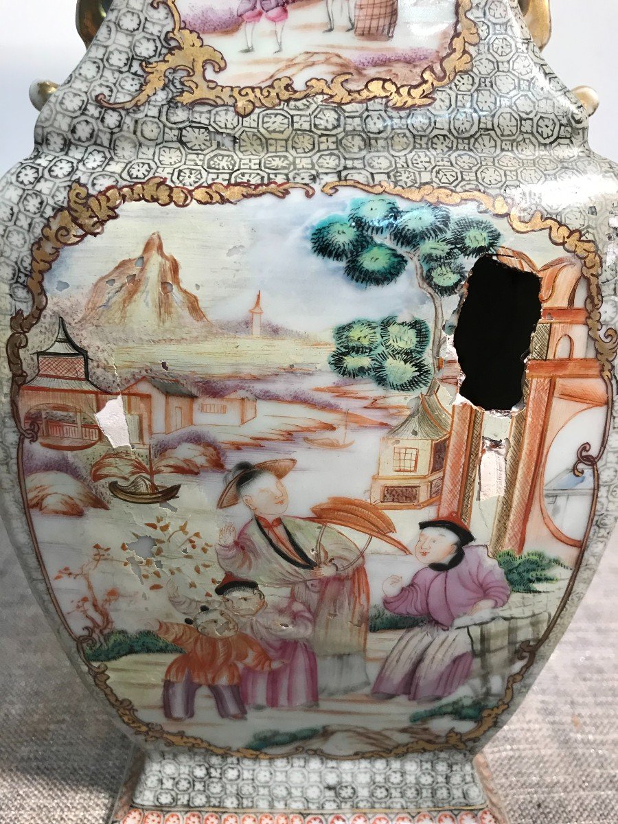 Paire de vases de Chine en porcelaine XVIIIème siècle-photo-6