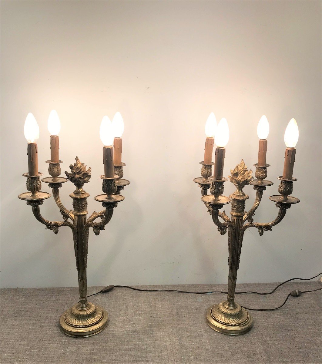 Large Pair Of Louis XVI Style Bronze Candelabra-photo-4