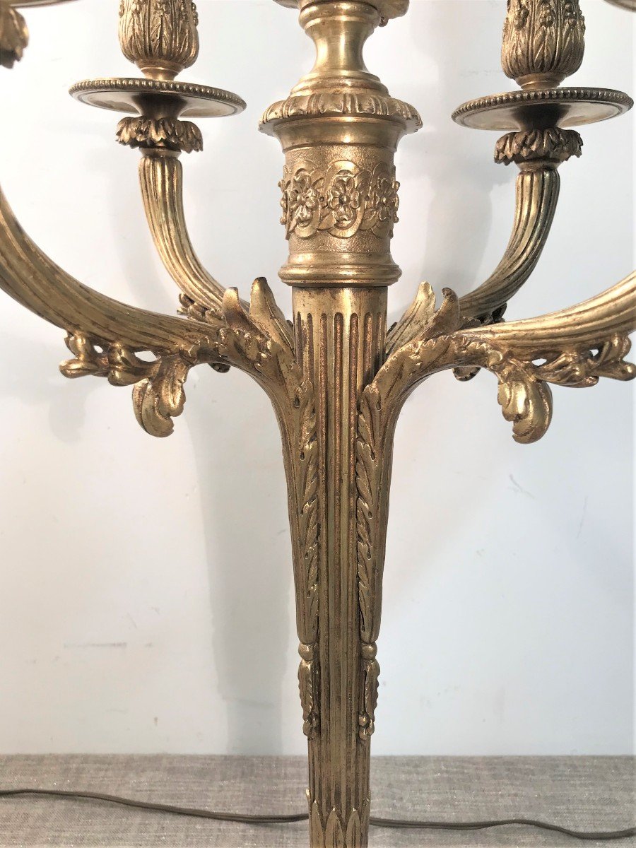Grande paire de candélabres bronze style Louis XVI-photo-4
