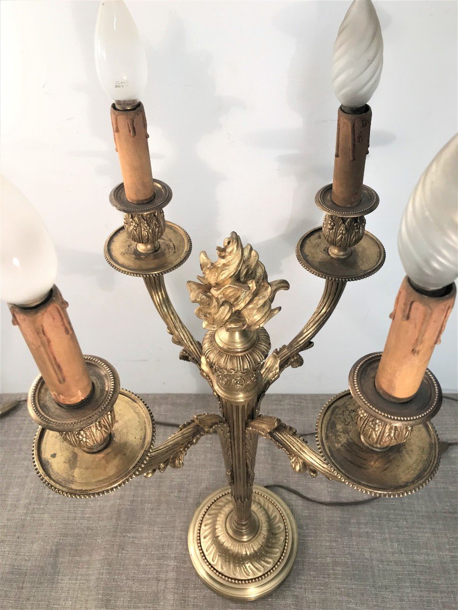 Grande paire de candélabres bronze style Louis XVI-photo-6