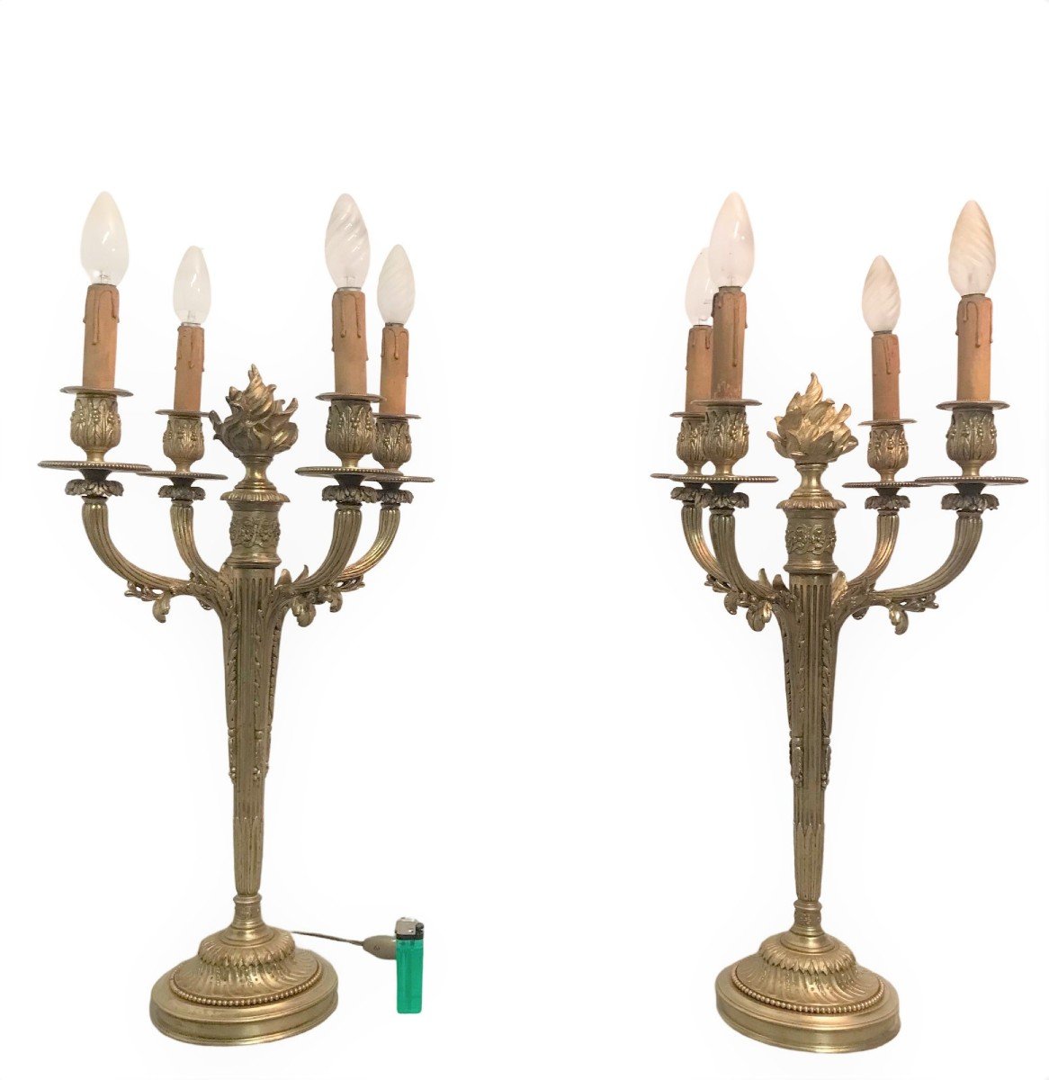 Large Pair Of Louis XVI Style Bronze Candelabra