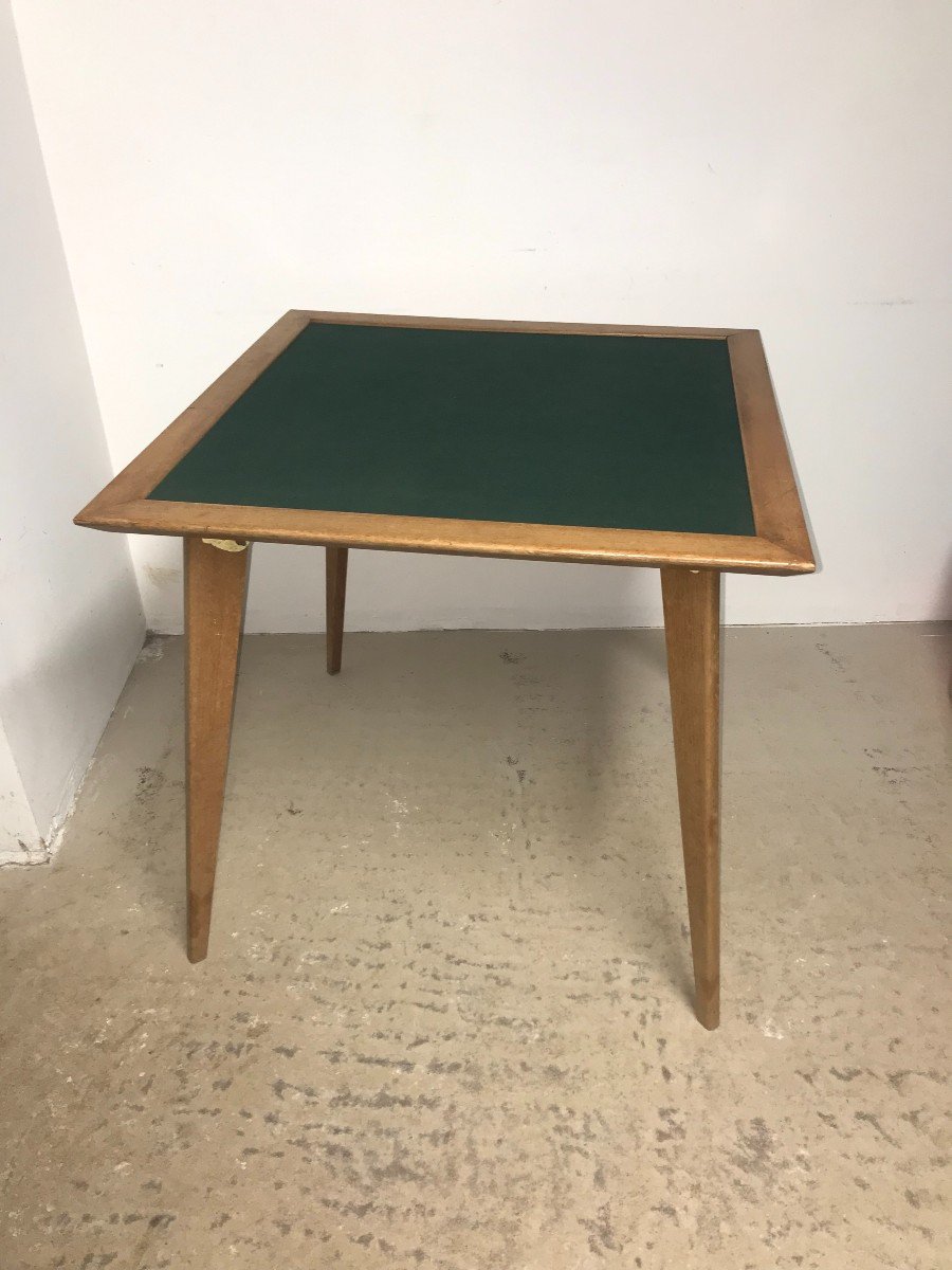 Table à jeux dans le goût de Prouvé XXème siècle-photo-3