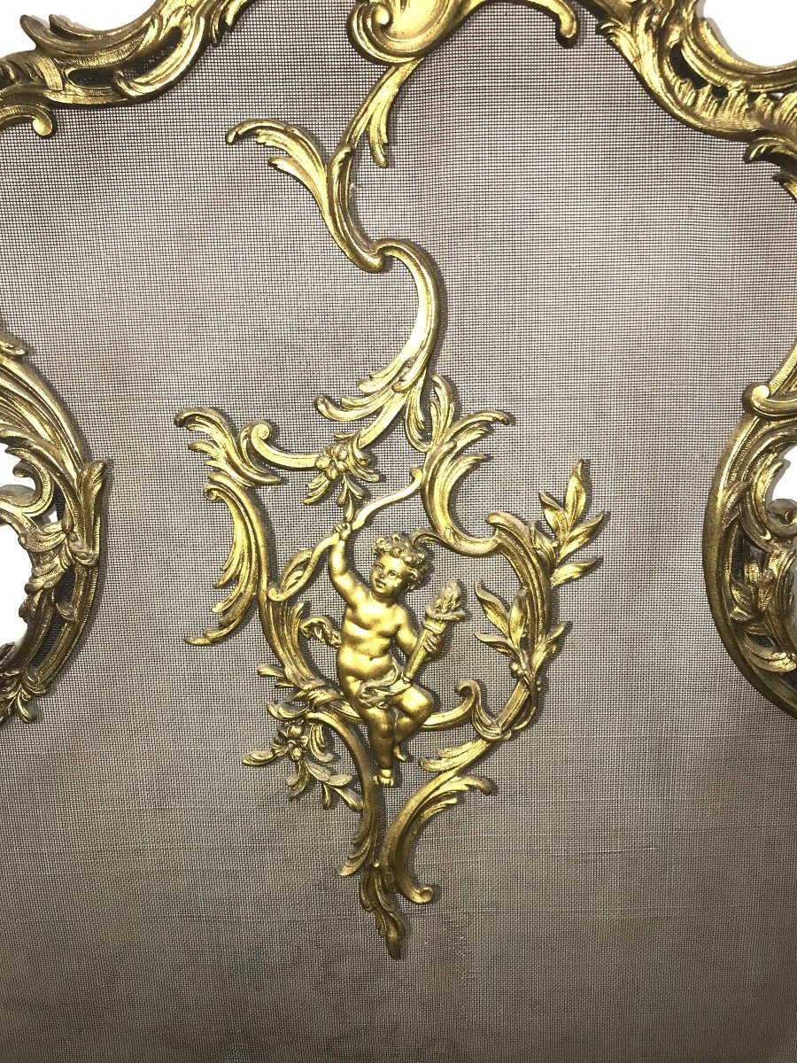 Ecran de chemin&eacute;e  de style Louis XV en bronze &eacute;poque XIX&egrave;me si&egrave;cle-photo-2