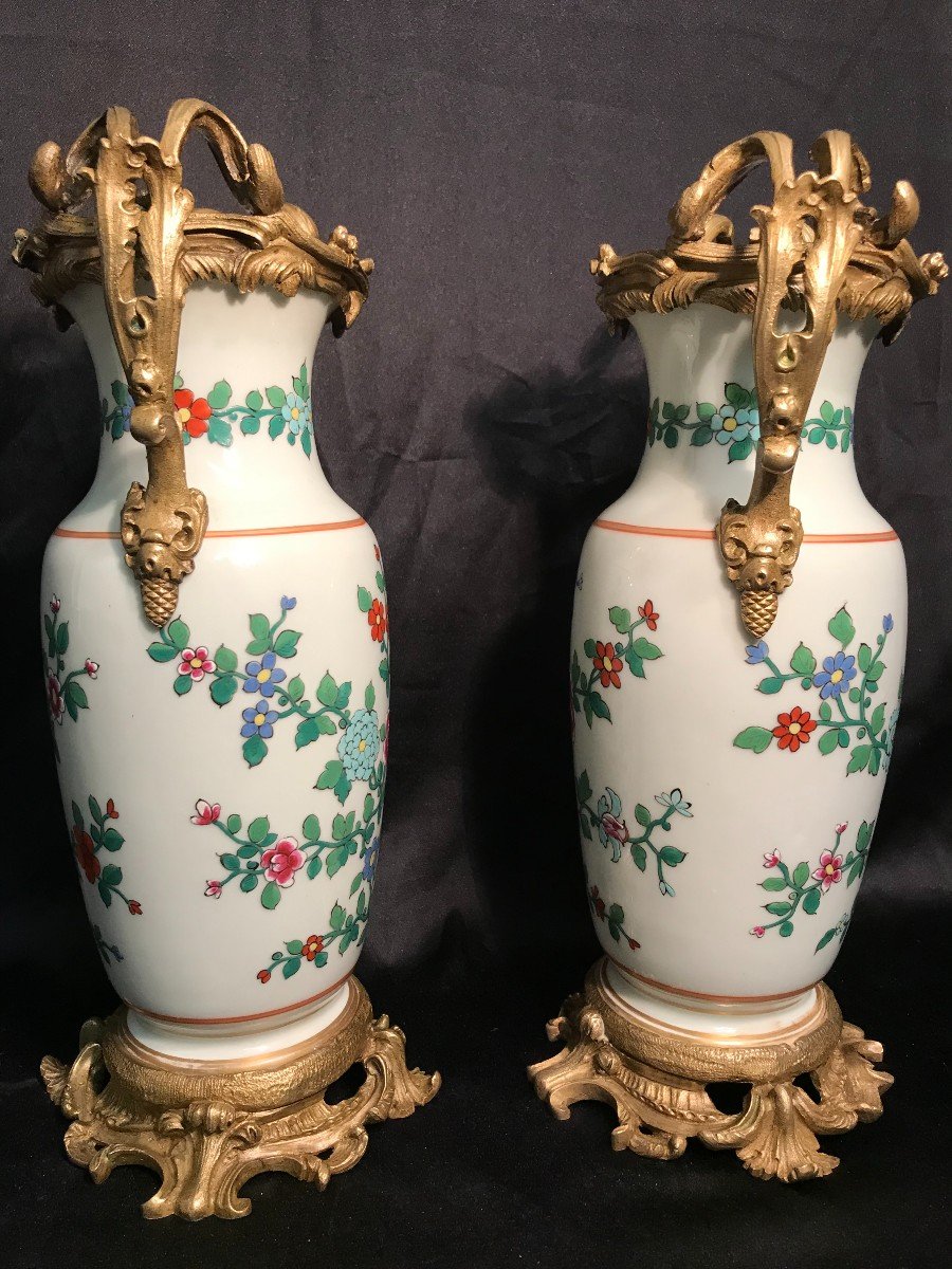 Paire De Vase En Porcelaine Et Bronze époque Napoléon III-photo-4