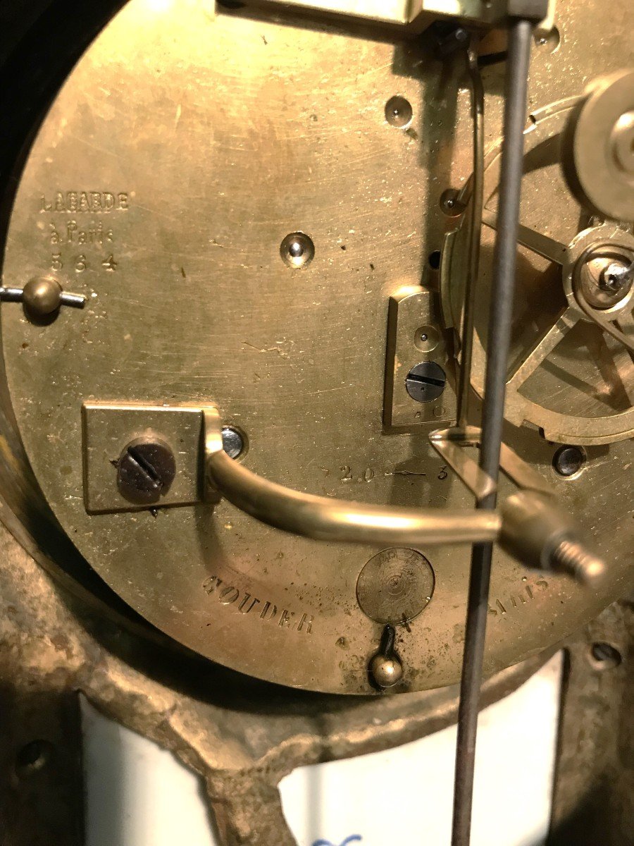 Terminal Clock In Gilded Bronze And 19th Century Sèvres Porcelain Plates-photo-7