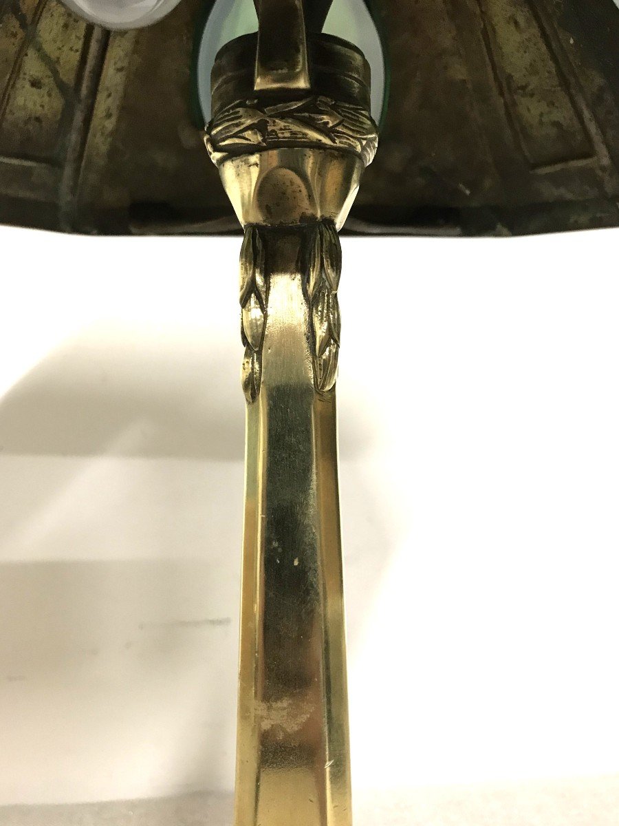 Lampe en bronze et verre époque Art Déco-photo-3