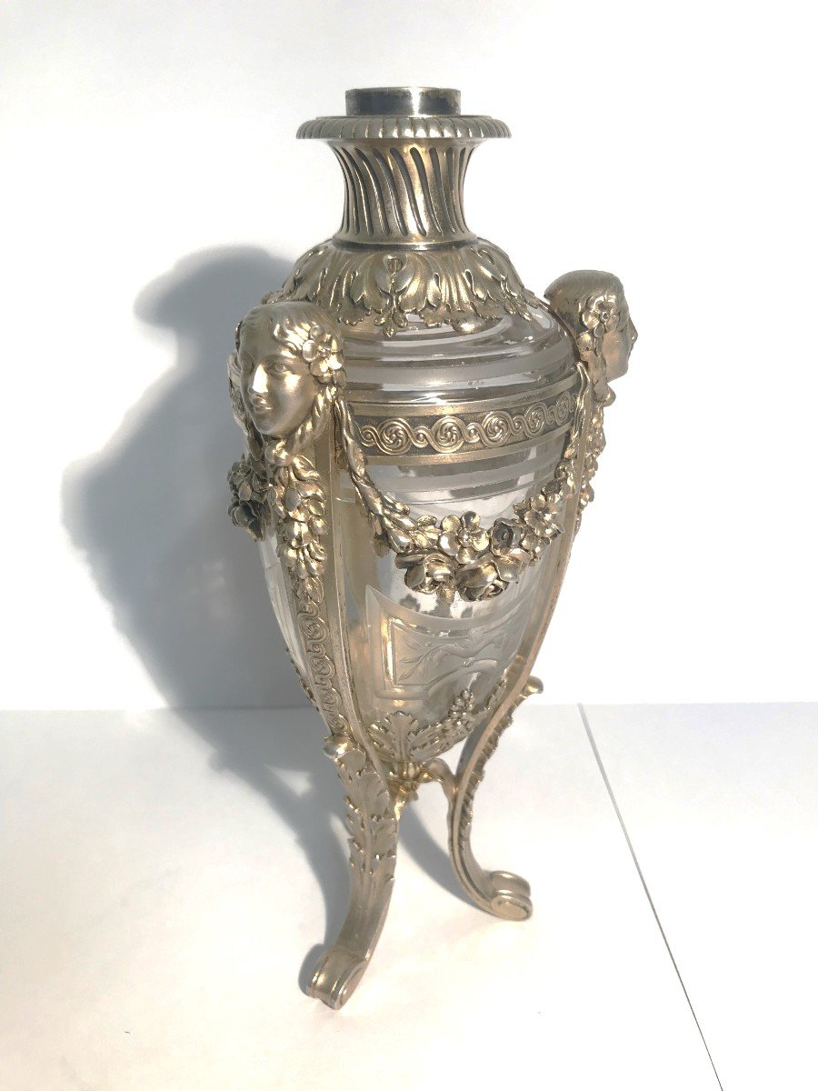 Flacon lampe Berger ? argent et cristal maison Tixier Deschamps Paris XIXème siècle