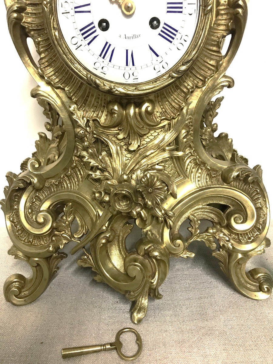 Louis XV Rocaille Style Bronze Cartel Clock-photo-3