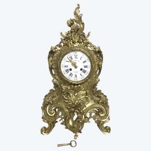 Louis XV Rocaille Style Bronze Cartel Clock