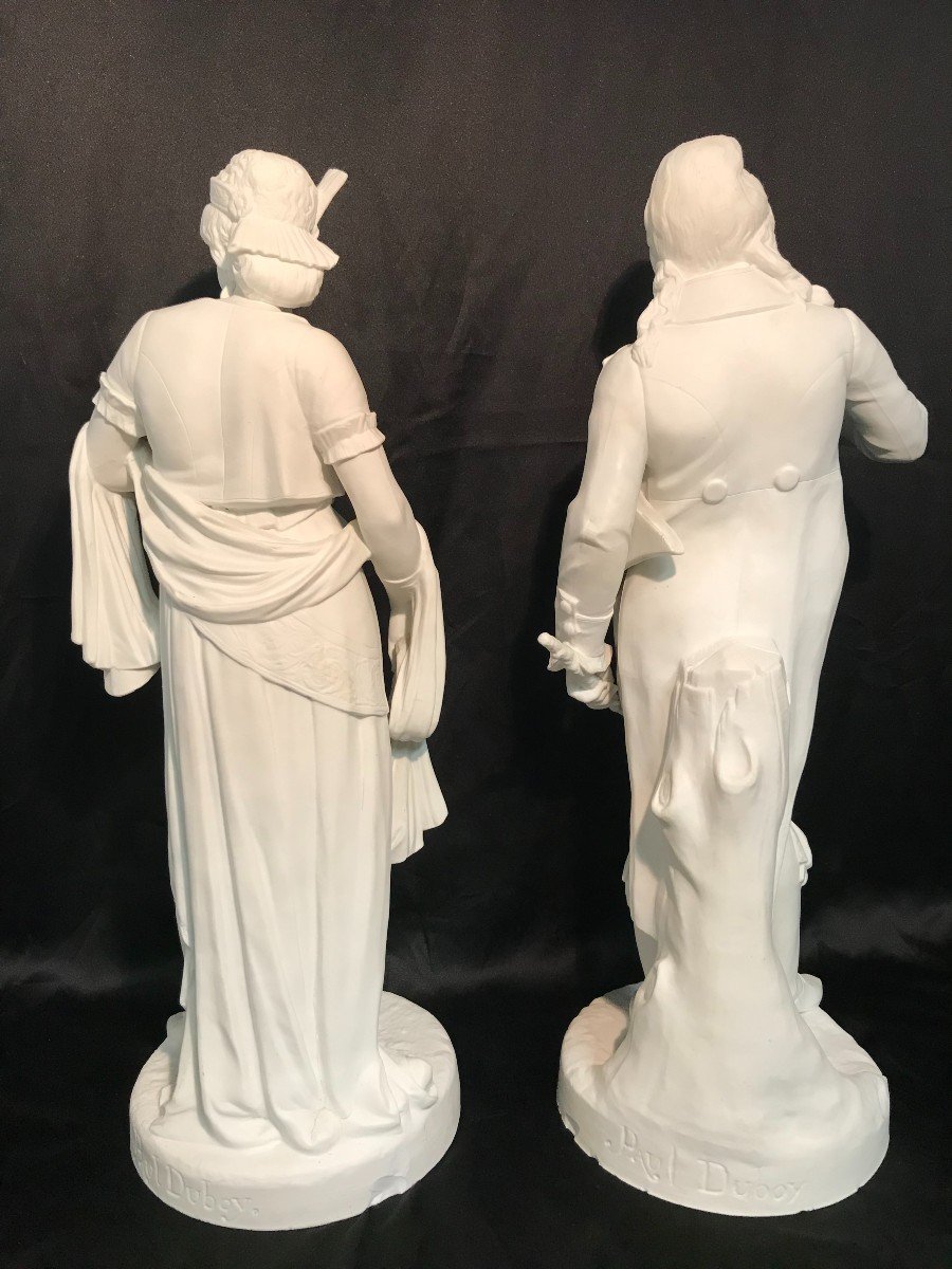 Empire Style Couple Napoleon III Period In Porcelain By Paul Duboy-photo-3