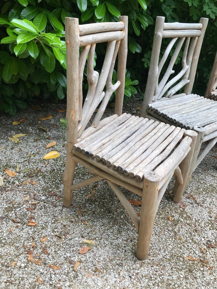 Chaises art populaire branches de bois-photo-3