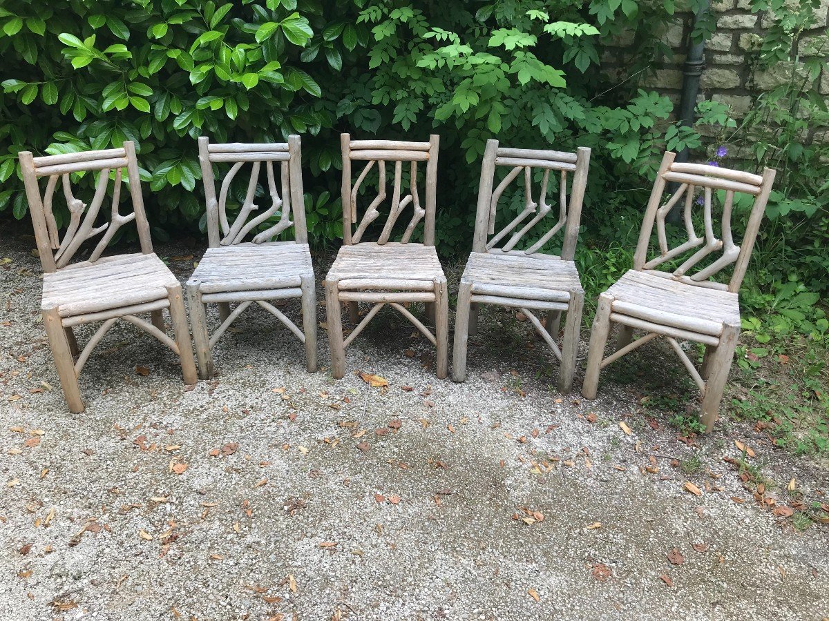 Chaises art populaire branches de bois