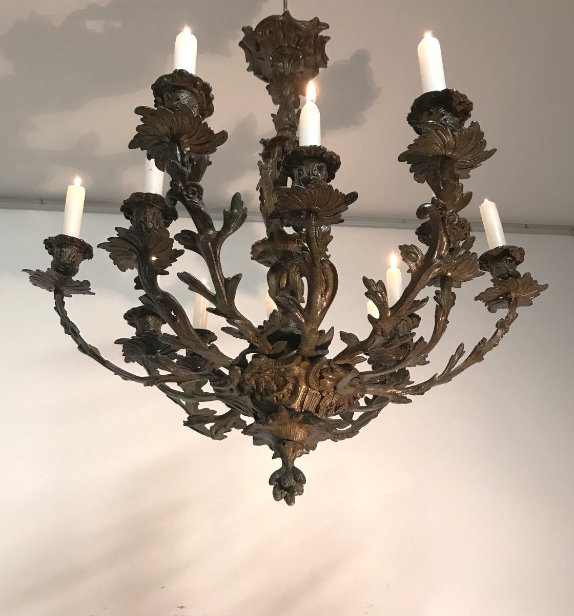 19th Century Bronze Chandelier With 12 Lights-photo-2