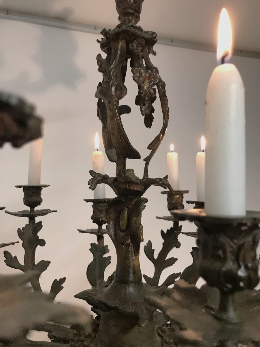 19th Century Bronze Chandelier With 12 Lights-photo-4