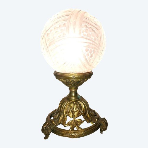 Lampe Art Déco bronze doré et verre