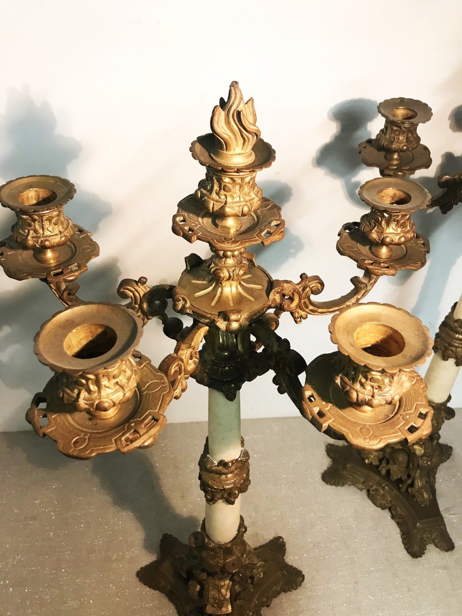 Large Pair Of Bronze Candelabras From The Napoleon III Period-photo-3