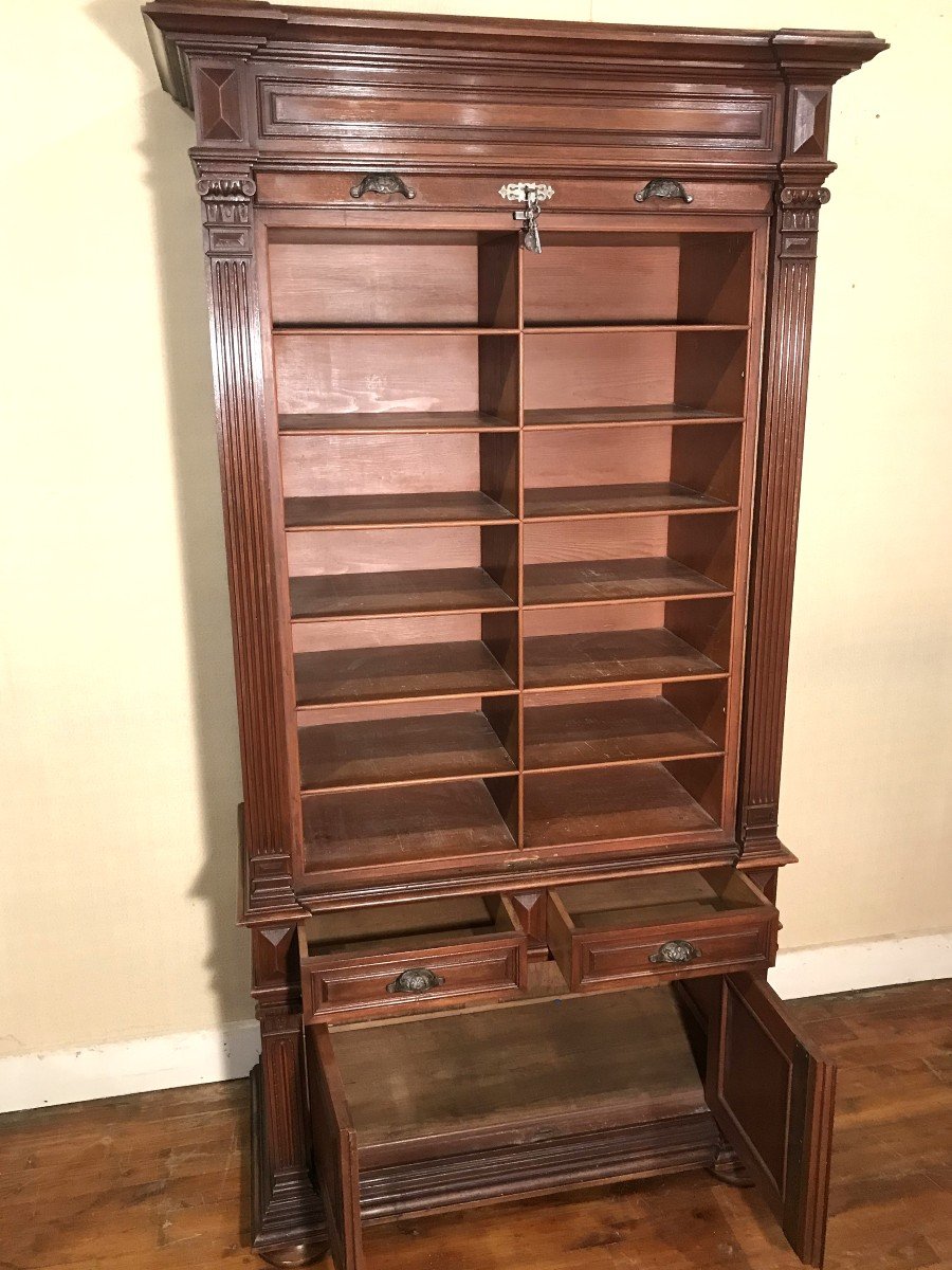 19th Century Notary's Cabinet With Curtain-photo-4