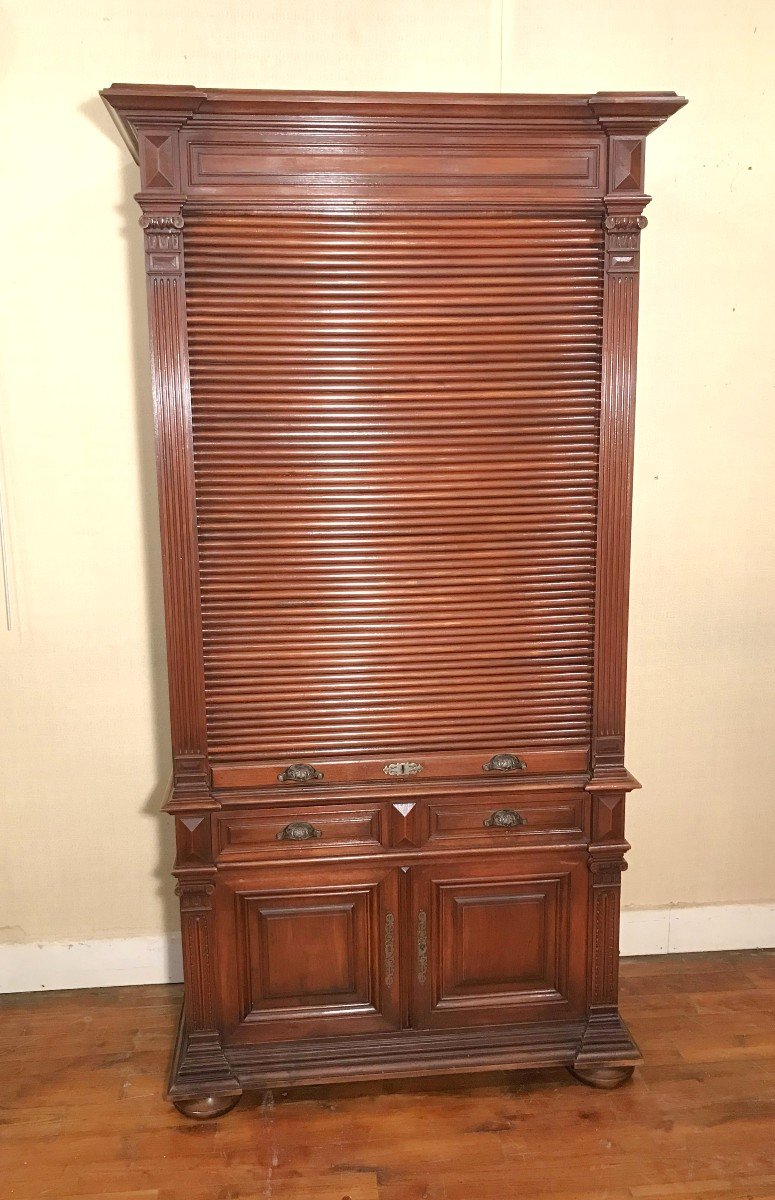 19th Century Notary's Cabinet With Curtain