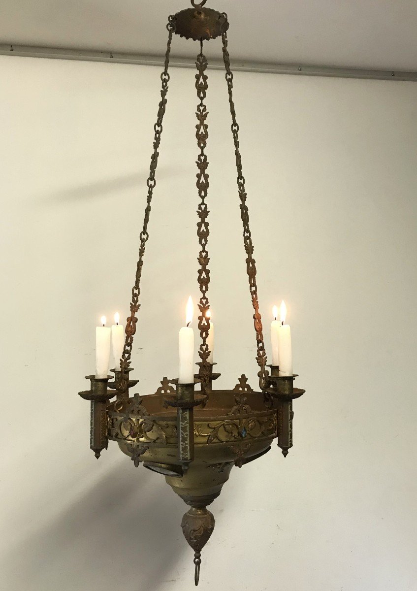 19th Century Chapel Or Church Chandelier With Six Lights-photo-2