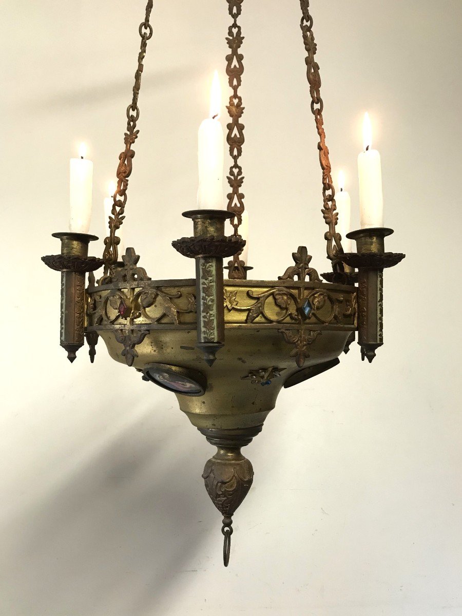 19th Century Chapel Or Church Chandelier With Six Lights-photo-3