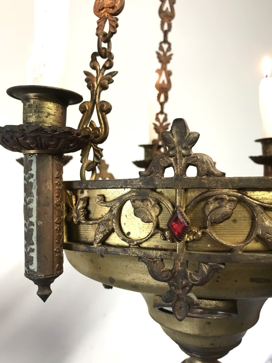 19th Century Chapel Or Church Chandelier With Six Lights-photo-5