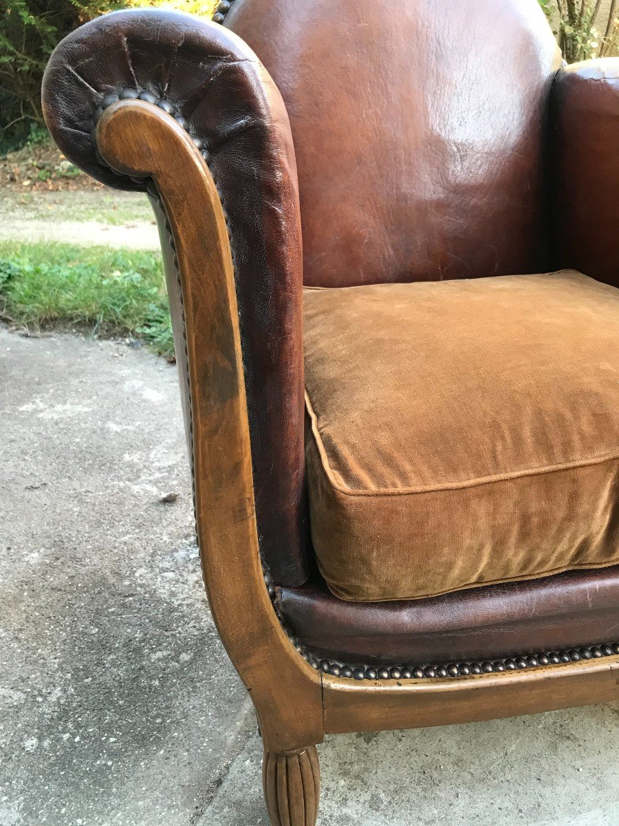 Pair Of Art Deco Leather Club Armchairs 1925-photo-2