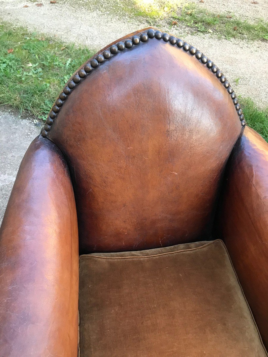 Pair Of Art Deco Leather Club Armchairs 1925-photo-4