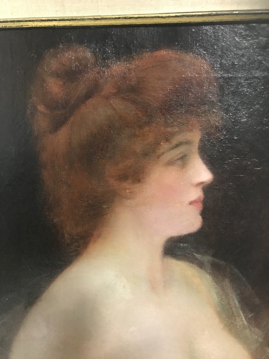 Tableau portrait jeune femme par Henri Rondel-photo-3