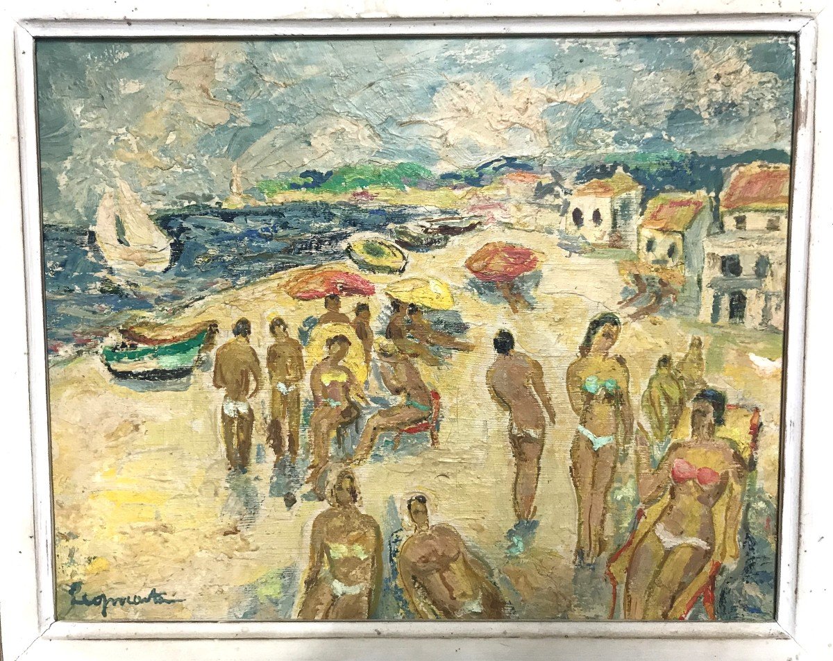 Tableau huile sur toile plage cap brun-photo-2