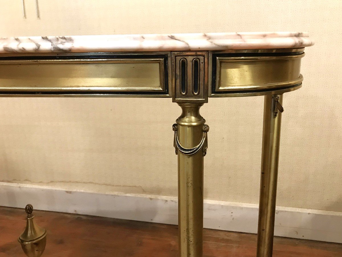 Louis XVI Style Console Table In Gilded Brass-photo-1