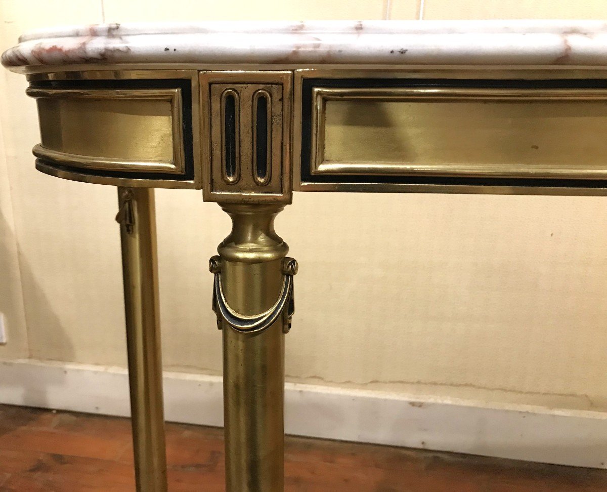 Louis XVI Style Console Table In Gilded Brass-photo-2