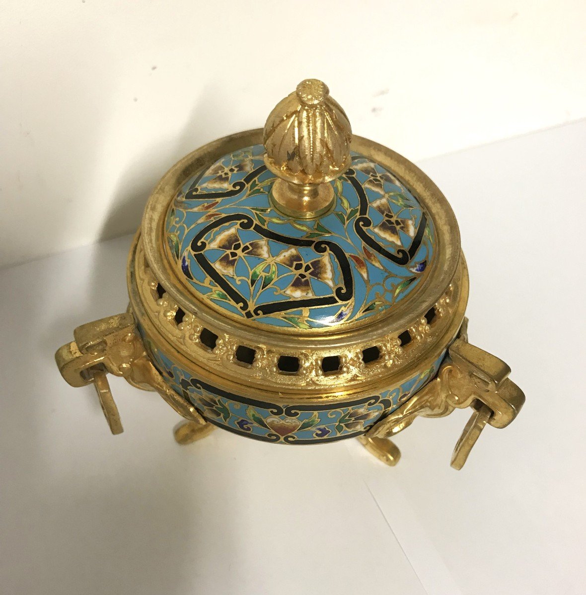 Alphonse Giroux Cloisonné Enamel Perfume Burner-photo-2