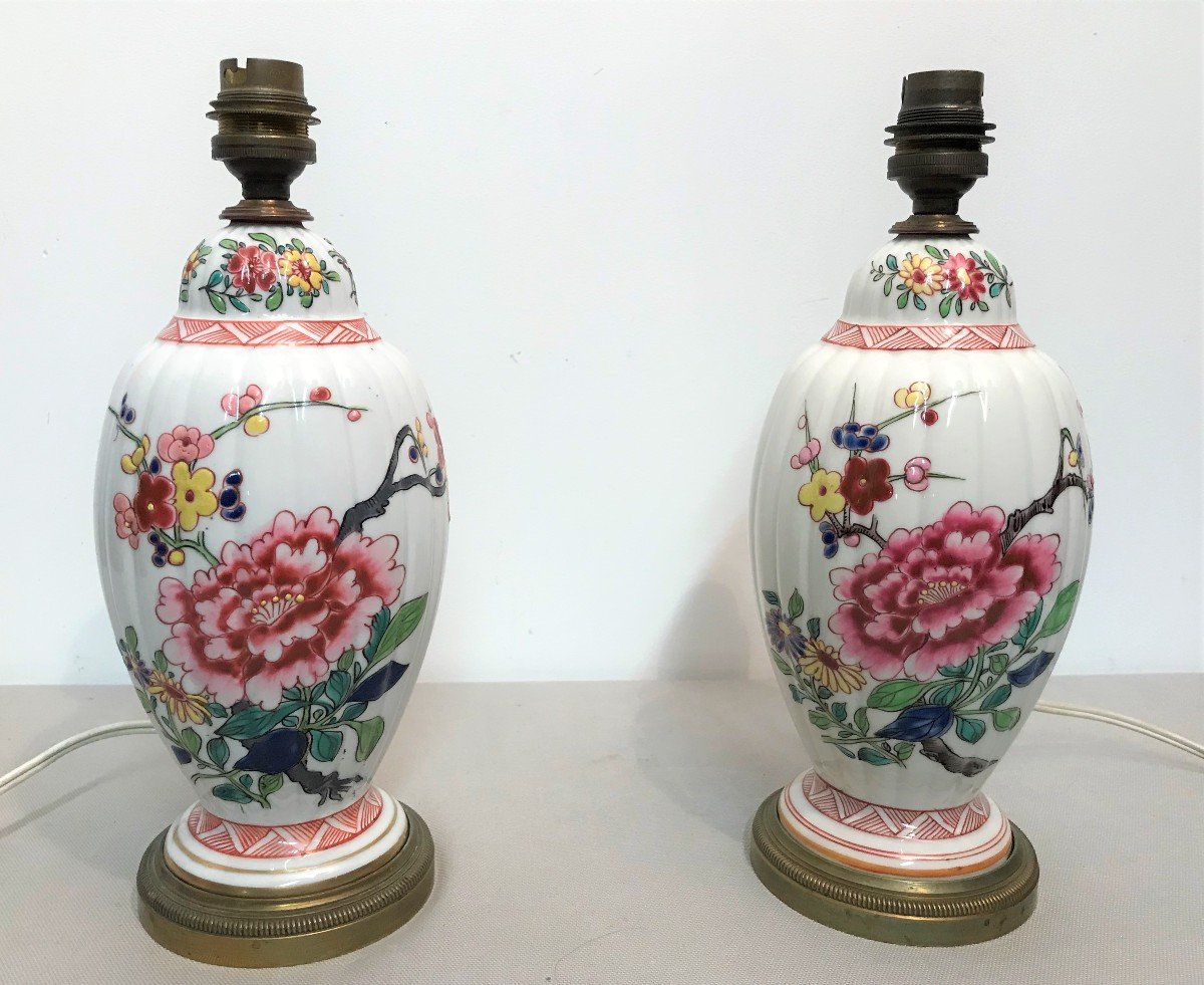 Pair Of Painted And Enameled Porcelain Lamps-photo-4