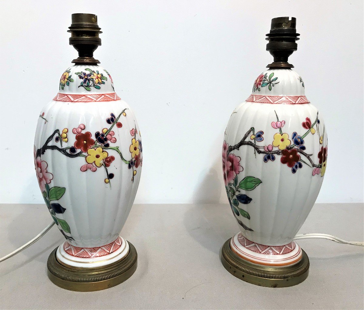 Pair Of Painted And Enameled Porcelain Lamps-photo-1