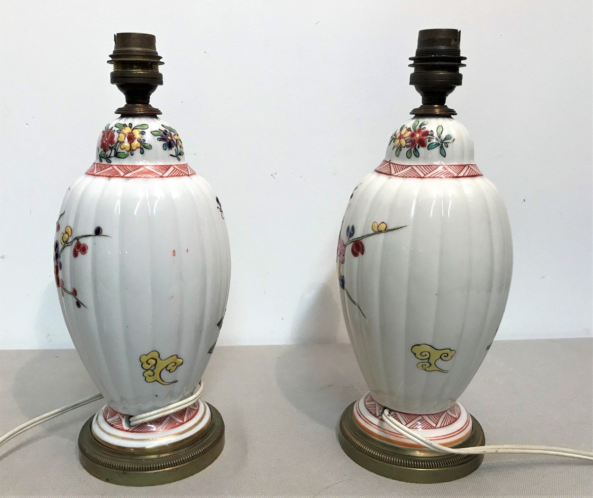 Pair Of Painted And Enameled Porcelain Lamps-photo-2