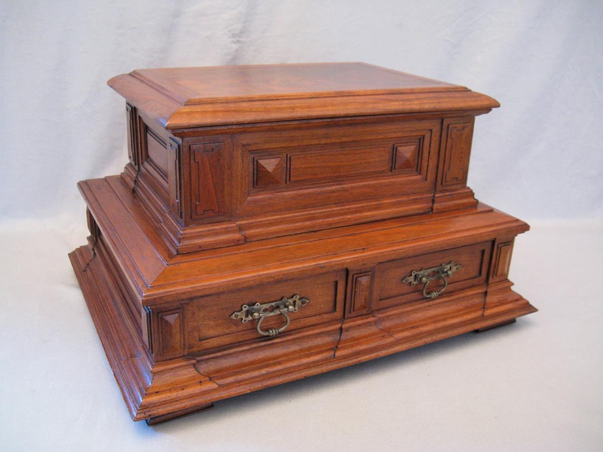 Large Jewelery Box Louis XIV Style Walnut Nineteenth Century